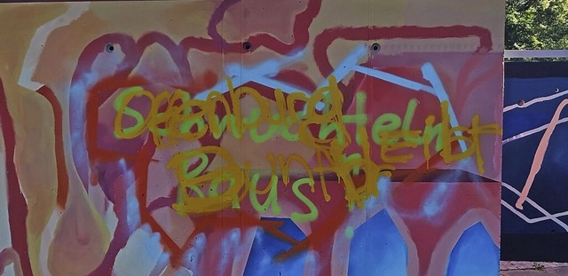 Inzwischen bermalt: queerfeindliche und -freundliche Parolen  | Foto: Ralf Burgmaier