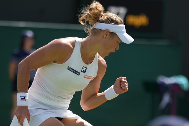 Laura Siegemund darf jubeln.  | Foto: Alastair Grant/AP/dpa
