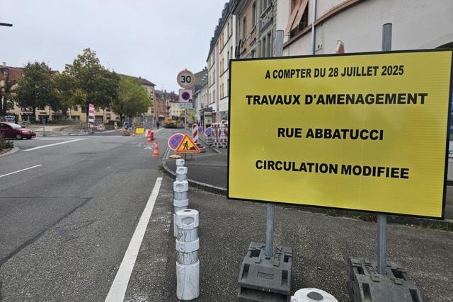 An den Zufahrtsstraen ins Zentrum Hningens gibt es intensive Bauarbeiten