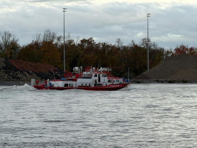 Mit Booten zu Wasser, Sichtposten vom ...h mindestens eine Person befunden hat.  | Foto: Freiwilige Feuerwehr Weil am Rhein
