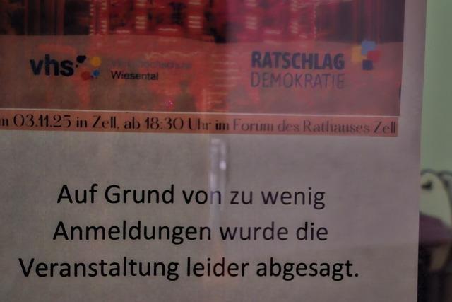 Keine Anmeldungen – Demokratie-Veranstaltung in Zell wird abgesagt