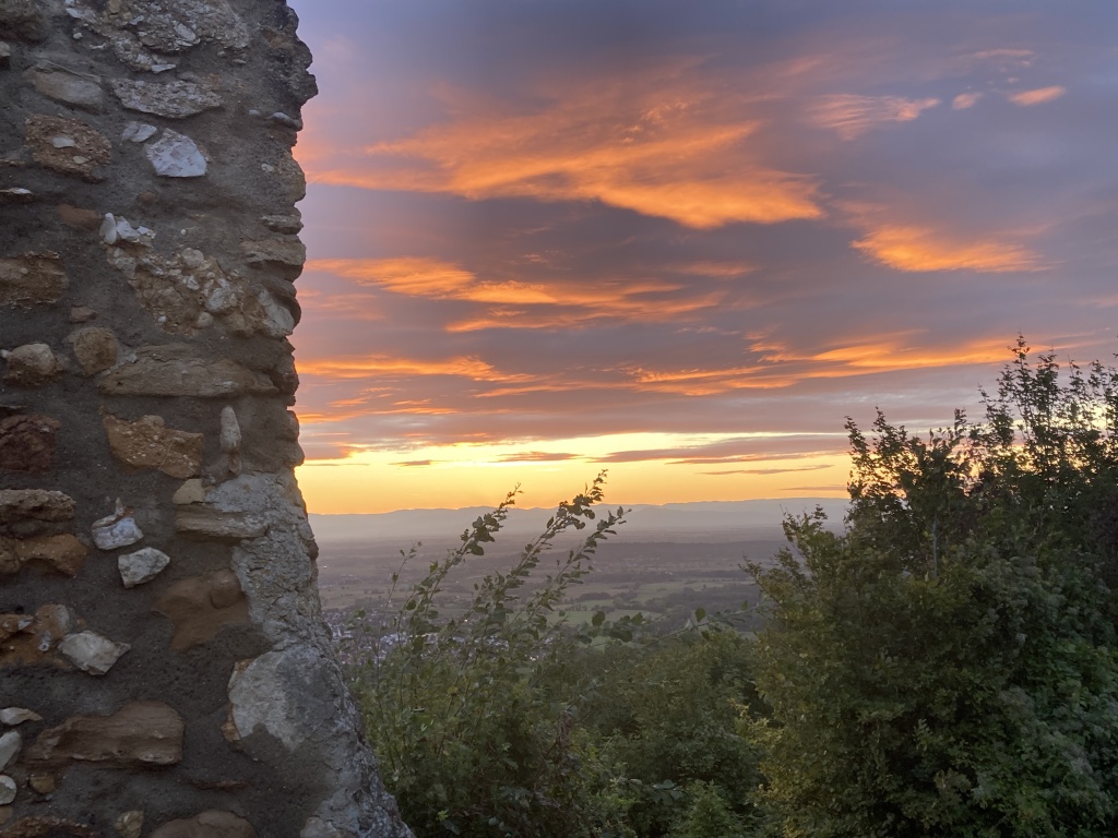 Bei einer Probe erlebten Franz Bhler und weitere Jagdhornblser den Sonnenuntergang auf der Schneeburg bei Ebringen.