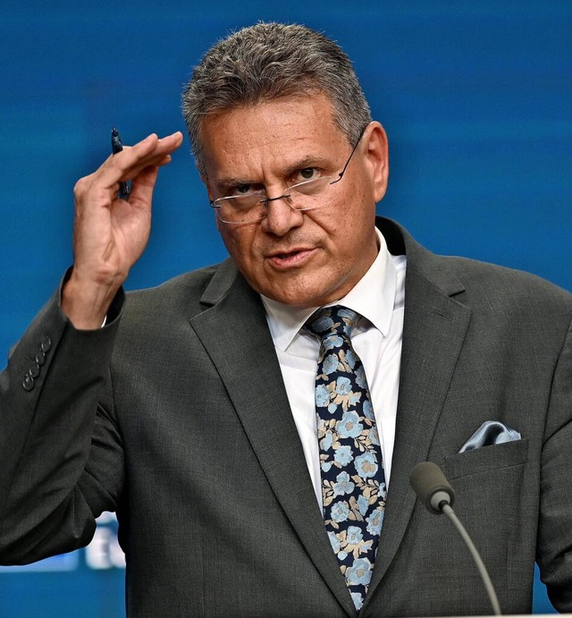 EU-Kommissar Maros Sefcovic spricht von „ermutigenden Signalen“. | Foto: Ansgaar Haase/dpa EU-Kommissar Maros Sefcovic spricht von „ermutigenden Signalen“. | Foto: Ansgaar Haase/dpa