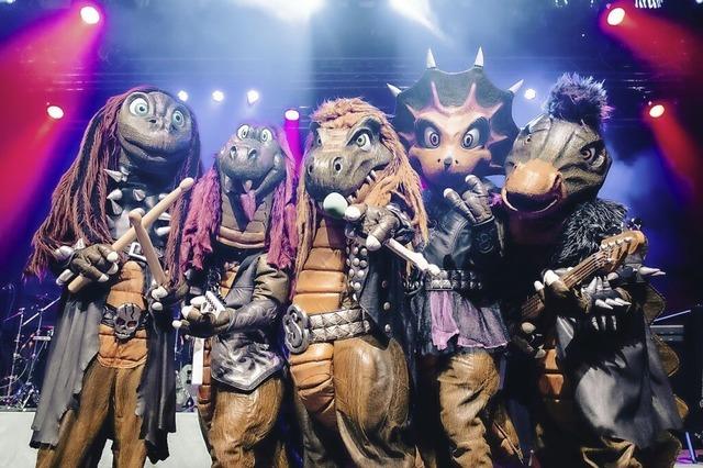 Die Dino-Metal-Band Heavysaurus gibt in der Halle im Lahrer Brgerpark ein Konzert fr die ganze Familie