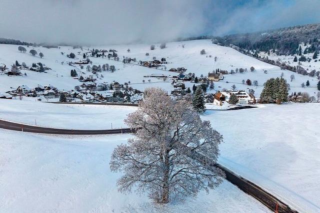Erster Schnee auf dem Schauinsland sorgt fr Winterzauber ber Freiburg
