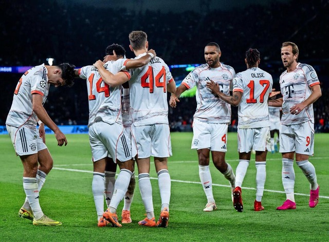 Jubeln in der Champions League ab 2027...und Amazon: die Spieler des FC Bayern.  | Foto: IMAGO/Eibner-Pressefoto/Memmler