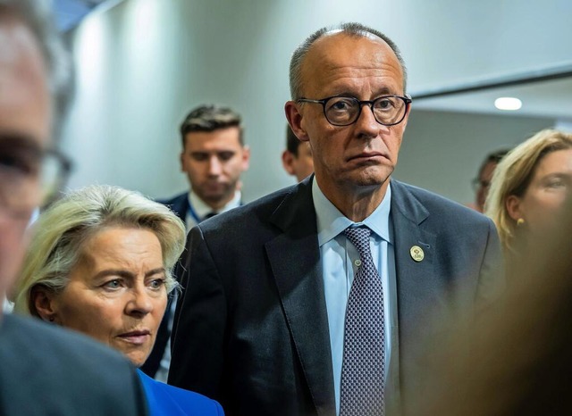 Bundeskanzler Friedrich Merz (CDU, rec...edensplans für die Ukraine überlagert. | Foto: Michael Kappeler/dpa Bundeskanzler Friedrich Merz (CDU, rec...edensplans für die Ukraine überlagert. | Foto: Michael Kappeler/dpa