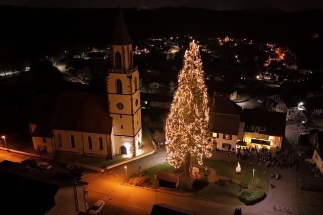 Deutschlands wohl grter Christbaum in Rheinfelden-Eichsel leuchtet wieder