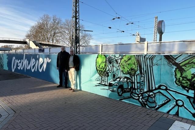 Neue Fahrradboxen am Bahnhof Orschweier mit Graffiti gestaltet