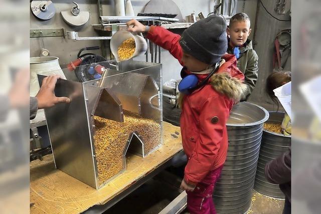 Spannender Besuch im Maislager