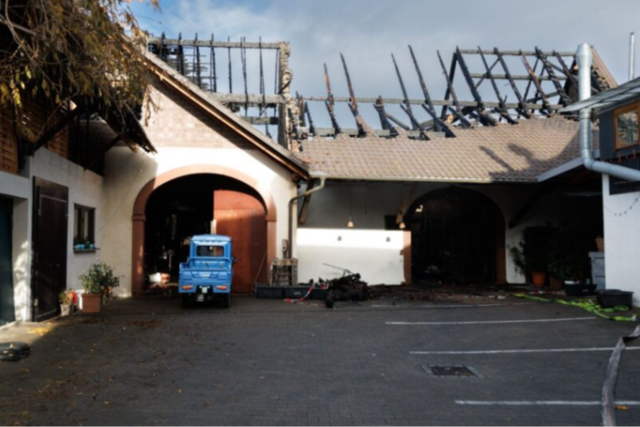 Schon wieder brennt es beim Weingut Hess in Gottenheim