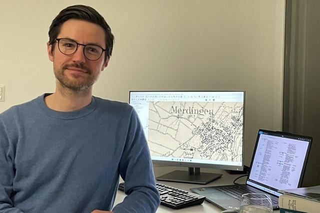 Merdinger Hobbyhistoriker Manuel Selinger freut sich ber Anerkennung seines jngsten Projekts