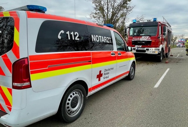Im Einsatz waren neben der Feuerwehr u... ein Rettungsdienst sowie ein Notarzt.  | Foto: Feuerwehr Neuenburg