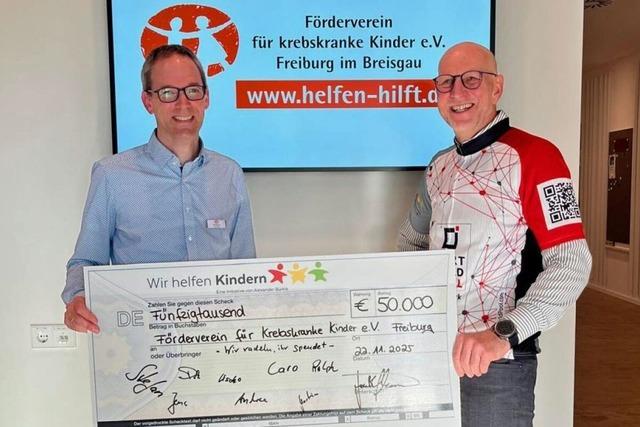 Spende fr das Elternhaus der Uniklinik Freiburg: 50.000 Euro fr krebskranke Kinder erradelt
