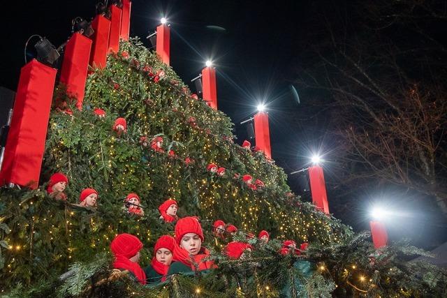 Fotos: Singender Weihnachtsbaum in Waldkirch beim Weihnachtsmarkt 2025