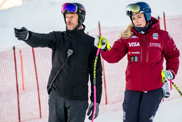 Ein Dream Team? Lindsey Vonn wird von ...hrtsstar Aksel Lund Svindal trainiert.  | Foto: Jean-Christophe Bott/KEYSTONE/dpa