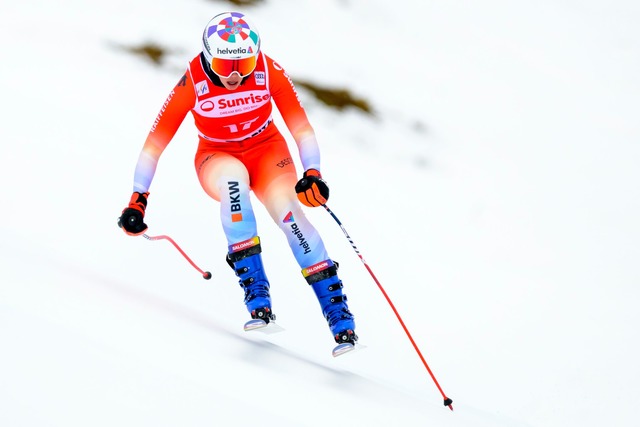 Michelle Gisin ist eine der erfahrensten Ski-Asse im Weltcup.  | Foto: Jean-Christophe Bott/KEYSTONE/dpa