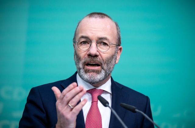 Manfred Weber (CSU) ist Vorsitzender d...ktion im Europaparlament. (Archivbild)  | Foto: Michael Kappeler/dpa
