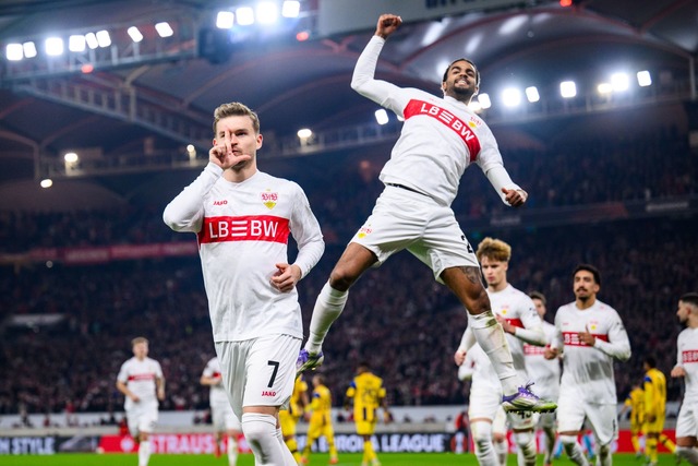 Das L zum Jubel war ein Gru&szlig; an seine Frau.  | Foto: Tom Weller/dpa