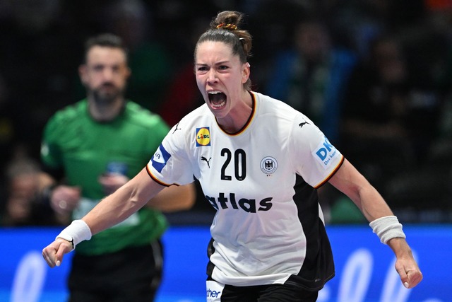 Emily Vogel war bis zum Fr&uuml;hjahr ...uml;nin der deutschen Handballerinnen.  | Foto: Federico Gambarini/dpa