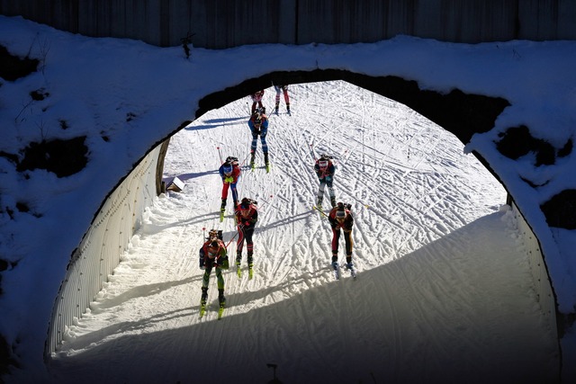 In Hochfilzen fand das zweite Staffelrennen des Olympia-Winters statt.  | Foto: Matthias Schrader/AP/dpa