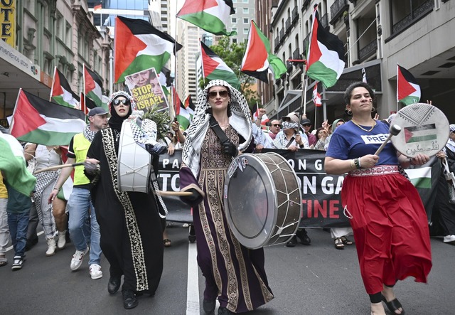 Es gab in der Vergangenheit auch propa...emonstrationen in Sydney. (Archivbild)  | Foto: ---/kyodo/dpa