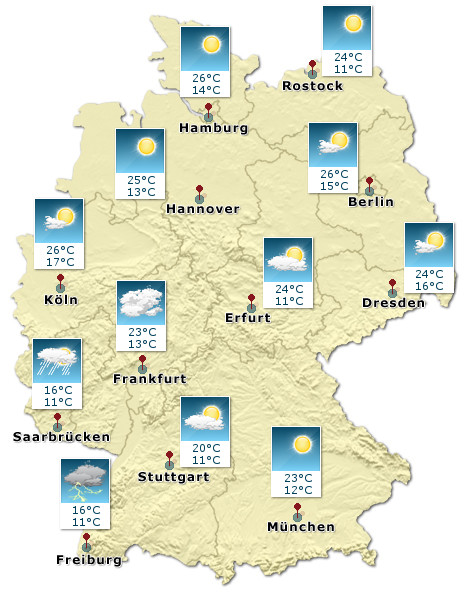 Deutschland - Wetterkarte - Heute